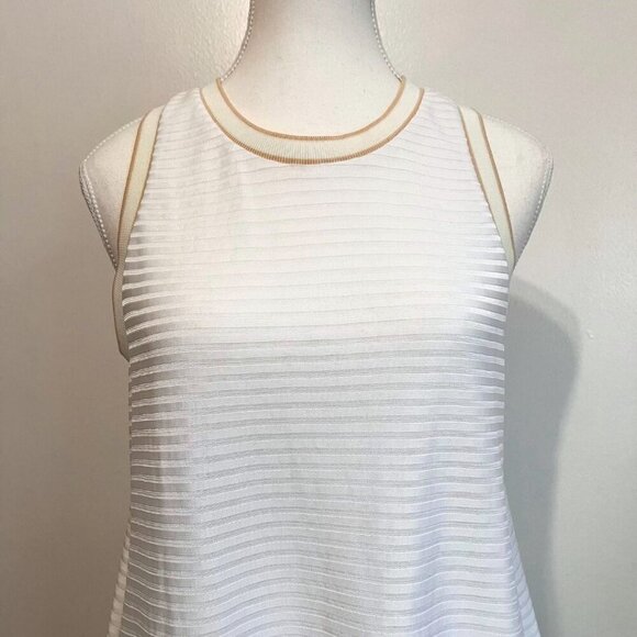 NWOT LACOSTE IVORY WHITE STRIPED NECK ASYMMETRICAL TUNIC TOP - 10 (42) - Picture 4 of 10